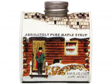 Log Cabin Tin Half Pint - 100% Pure Vermont Maple Syrup